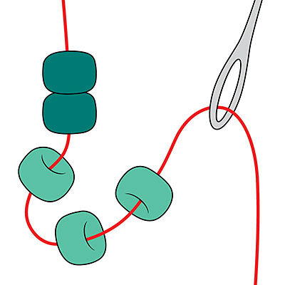 Beads threaded with needle